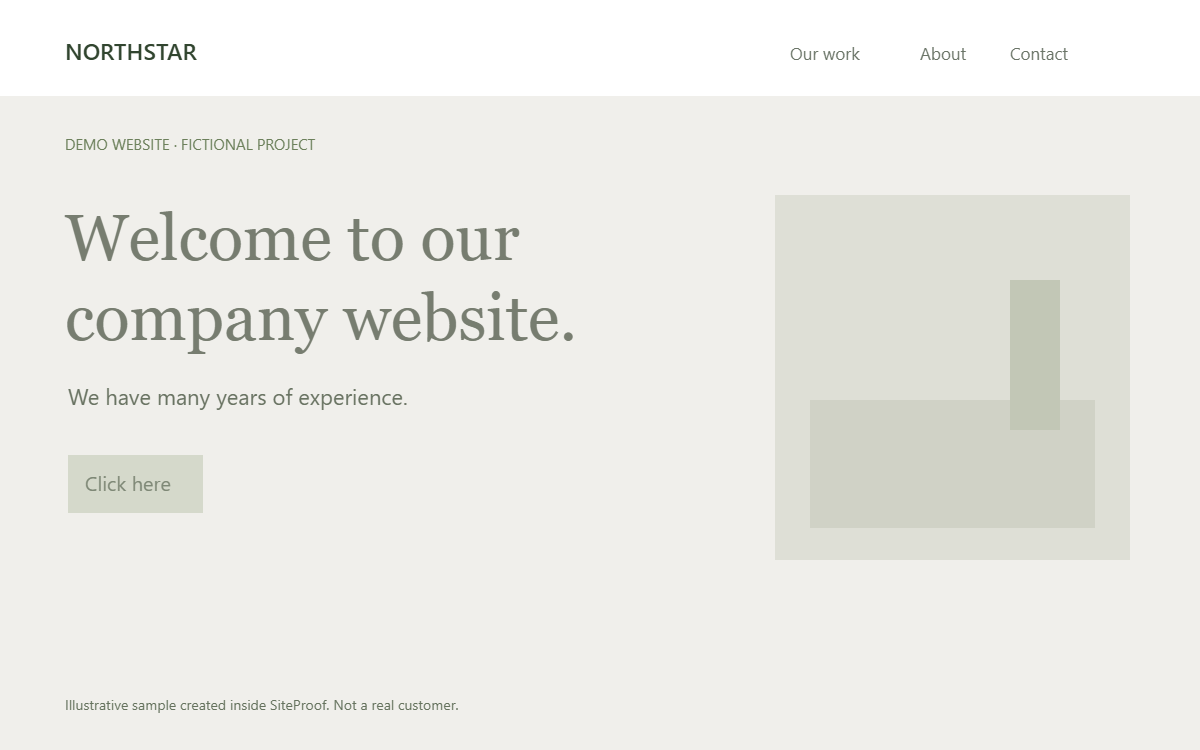 Fictional Northstar homepage before: a generic headline and an unclear call to action